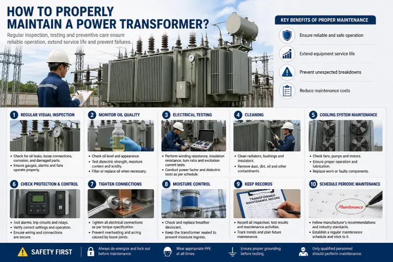 Paano maayos na mapanatili ang isang power transpormer?
