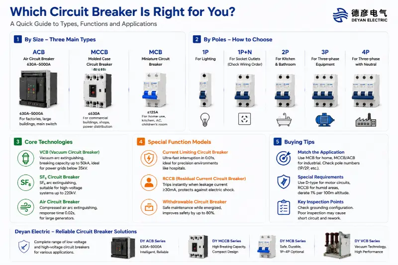 Isang Komprehensibong Gabay sa Pagpili ng Circuit Breaker: Aling Uri ang Tama para sa Iyo?